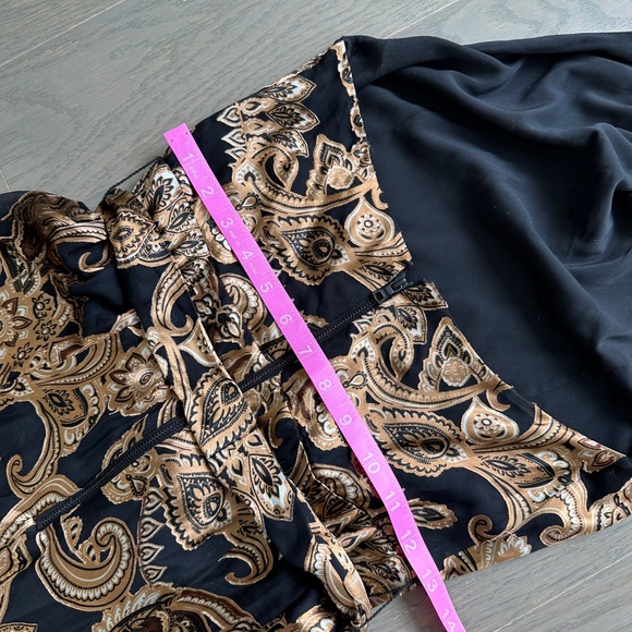 Alice + Olivia DITA Black Gold Spring Paisley Maxi Dress Halter Belt - Size 2 - Picture 9 of 11